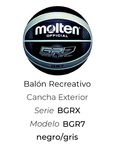 Balon de basquetbol Molten BGR7 negro y plata